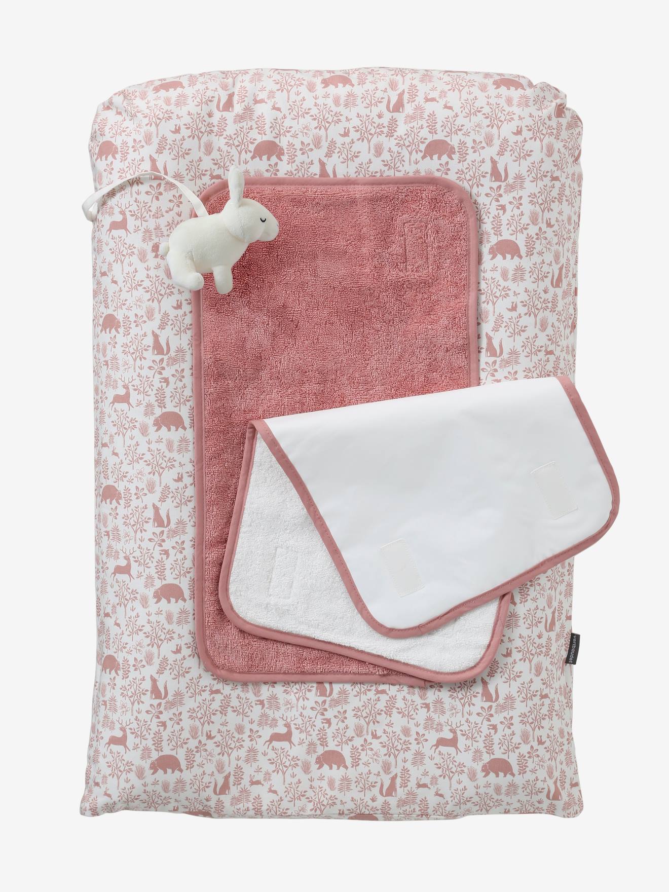 Matelas à langer et 2 tapis de change DANS LES BOIS vieux rose (Vertbaudet) - Image 1