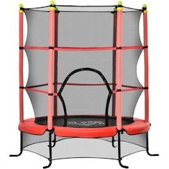 Jouet-HOMCOM Trampoline Enfant Ø 1,63 × 1,63H m Filet de sécurité Porte zipée Couvre-Ressorts 6 poteaux rembourrés Inclus Rouge