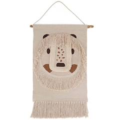 -Décoration murale enfant - Nattiot - Lion - Coton 100% - Support bois - 35x45 cm