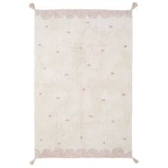 -Tapis enfant Minna tissé main en coton naturel / rose 100x150 - Nattiot