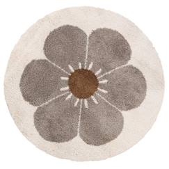 -Tapis chambre enfant rond BOHEMIAN DAISY TAUPE