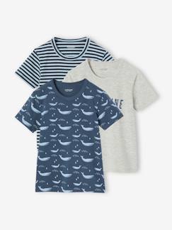 -Lot de 3 t-shirts "Baleine" garçon manches courtes