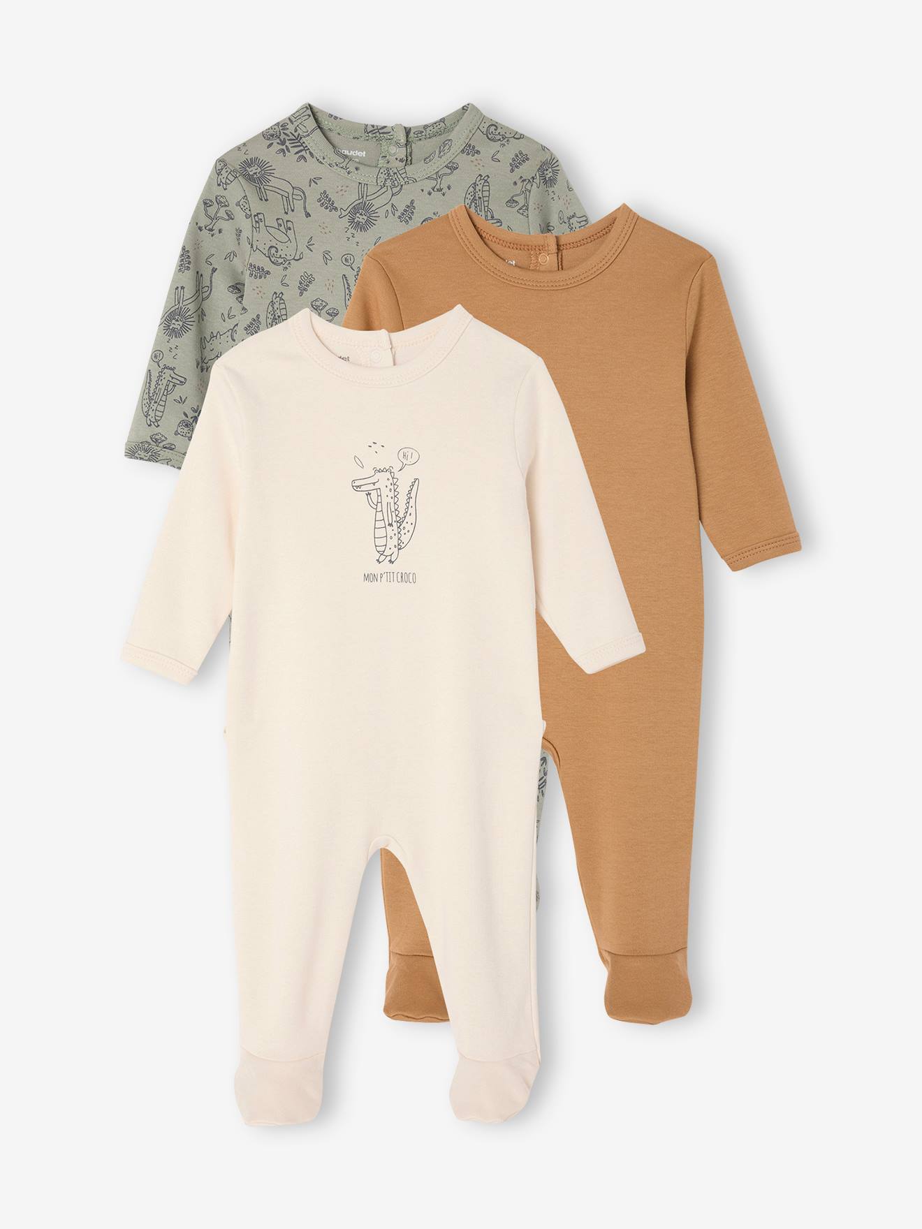 Lot de 3 dors-bien Basics vert de gris