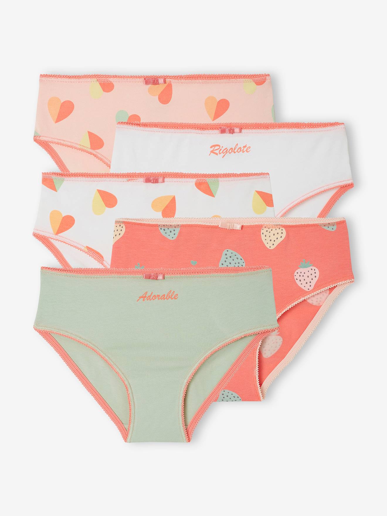 Lot de 5 culottes fantaisie fille turquoise
