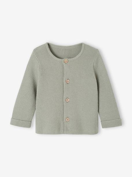 Ensemble Bébé Tricot Gilet + Pantalon - Vertbaudet - Taille élastiquée, Boutons Imitation Bois