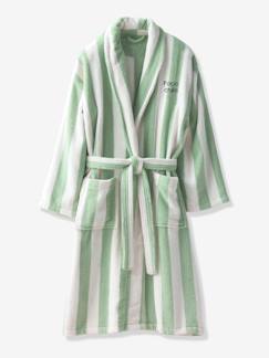 Peignoir de bain adulte mixte rayures TRANSAT capsule famille personnalisable, avec coton recyclé  - vertbaudet enfant