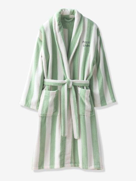 Fille-Peignoir de bain adulte mixte rayures TRANSAT capsule famille personnalisable, avec coton recyclé