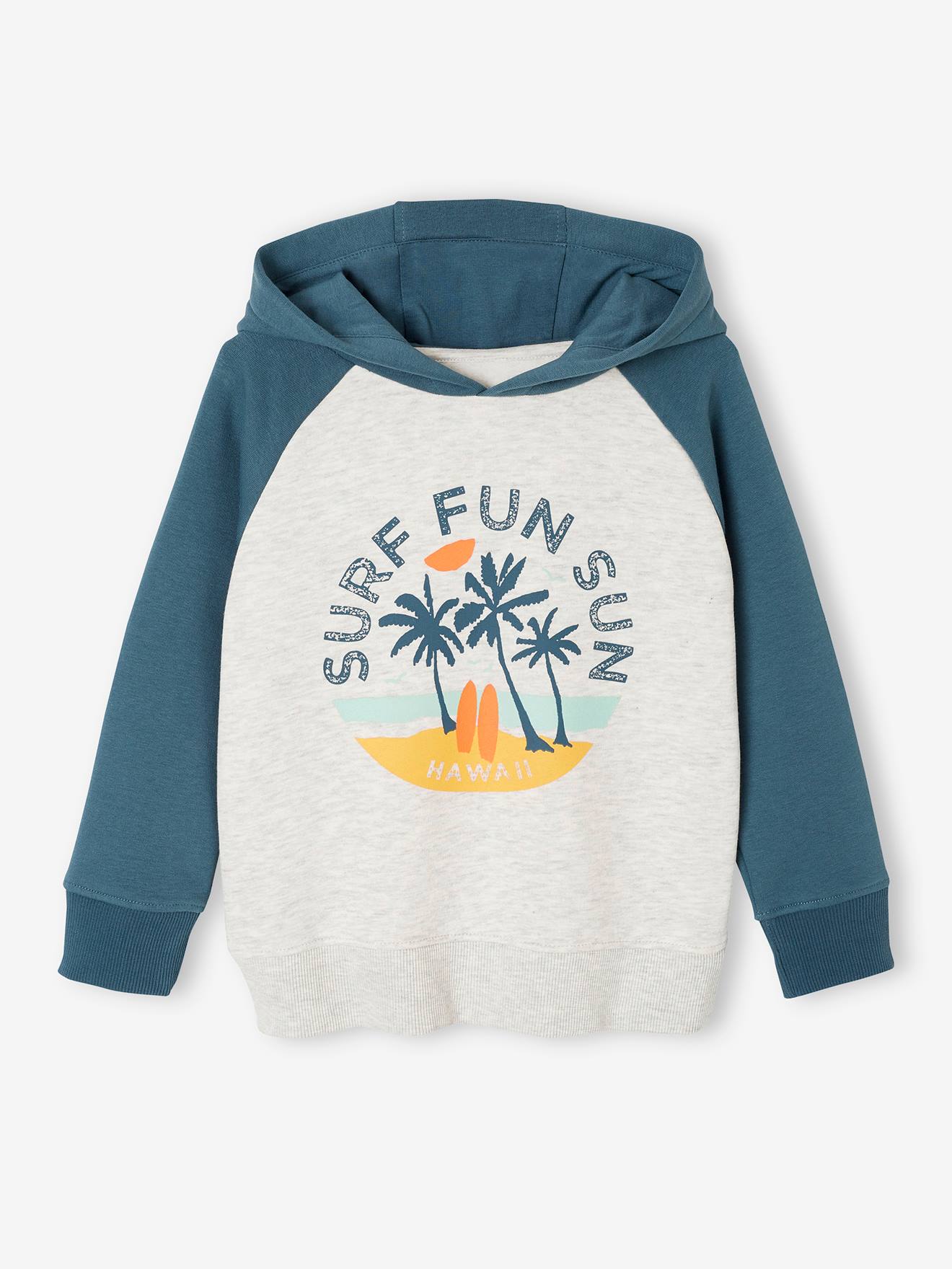 Sweat motif Surf garçon bleu pétrole