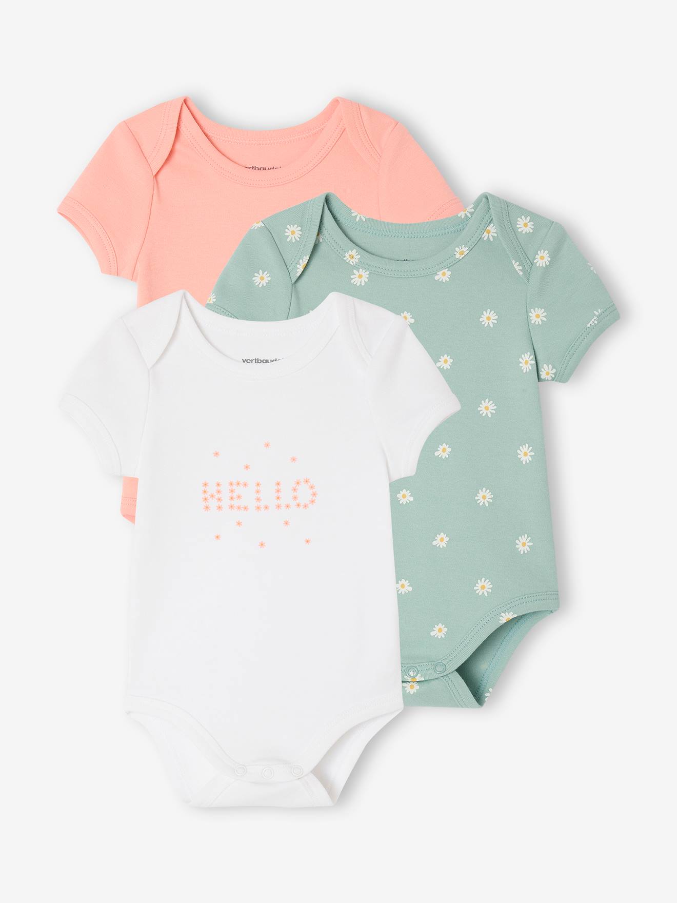 Lot de 3 bodies manches courtes bébé lot blanc