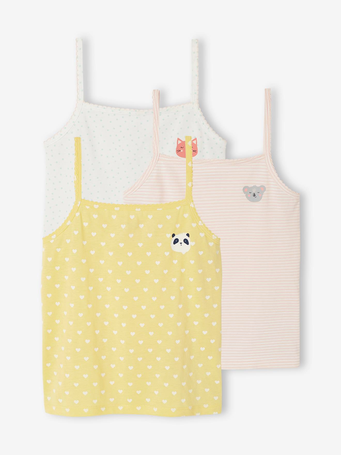 Lot de 3 débardeurs fille jaune pâle