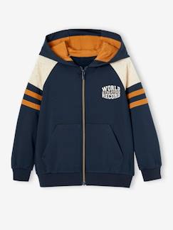 Sweat garçon zippé à capuche sport manches raglan   - vertbaudet enfant