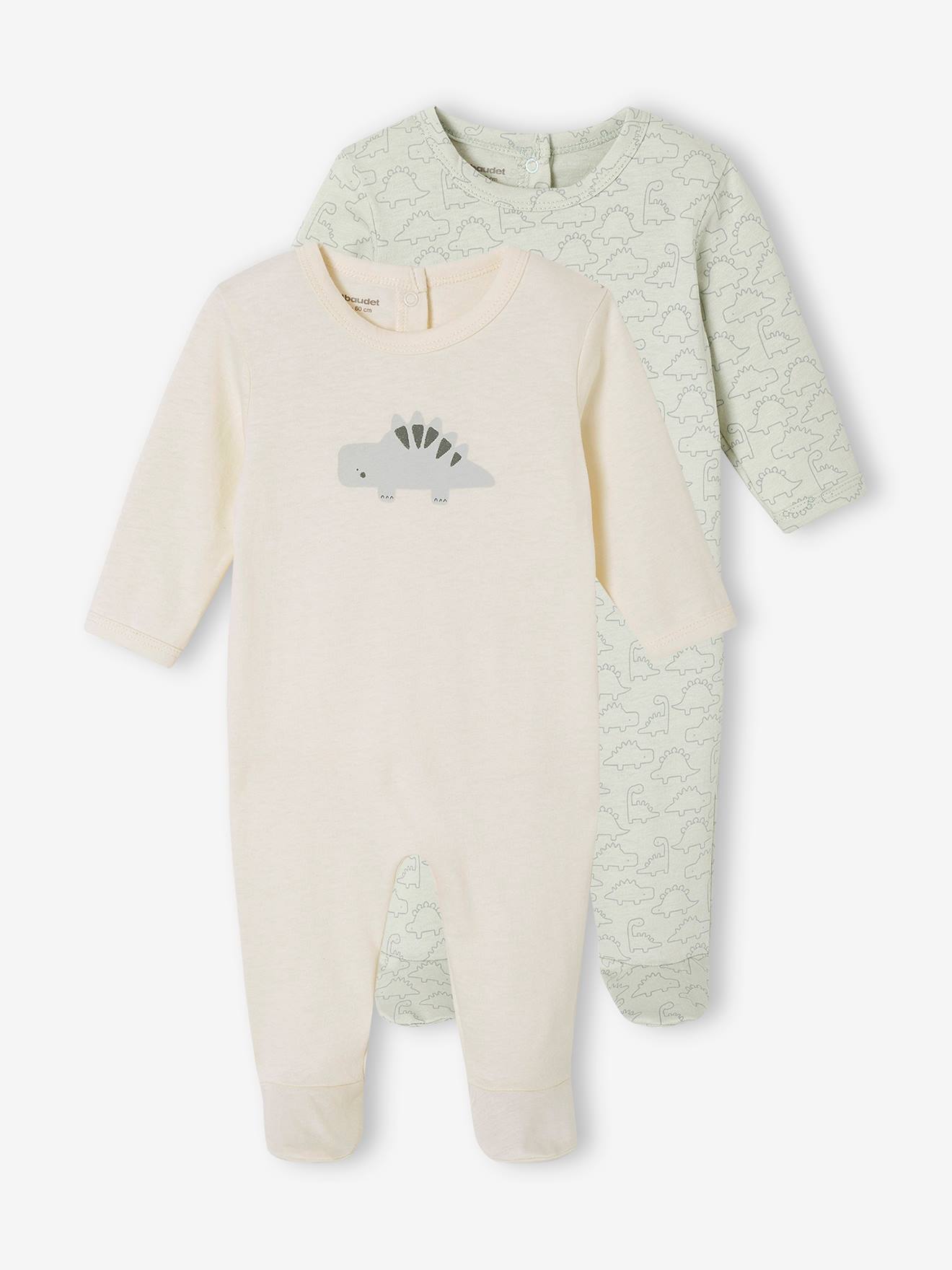 Lot de 2 pyjamas bébé garçon dinosaures vert d'eau