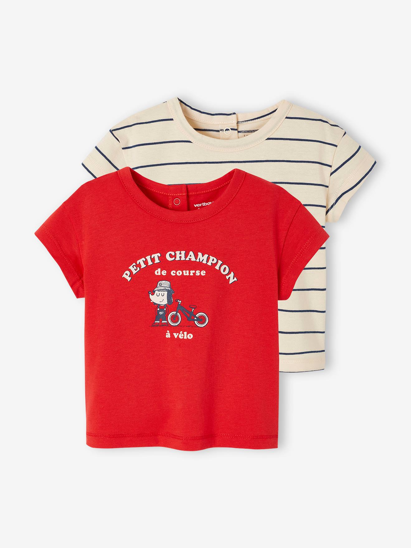 Lot de 2 T-shirts Basics bébé manches courtes rouge