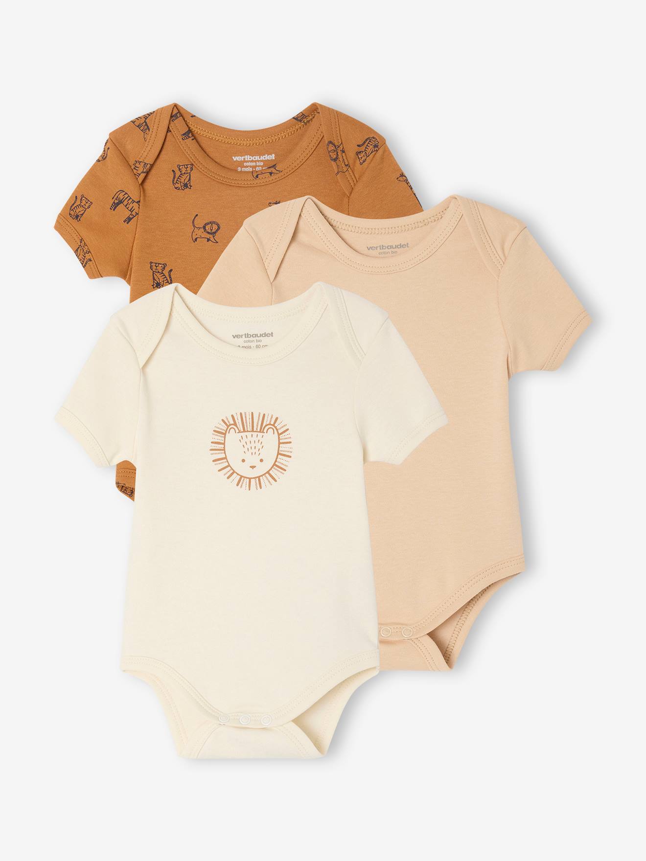 Lot de 3 bodies manches courtes Safari camel