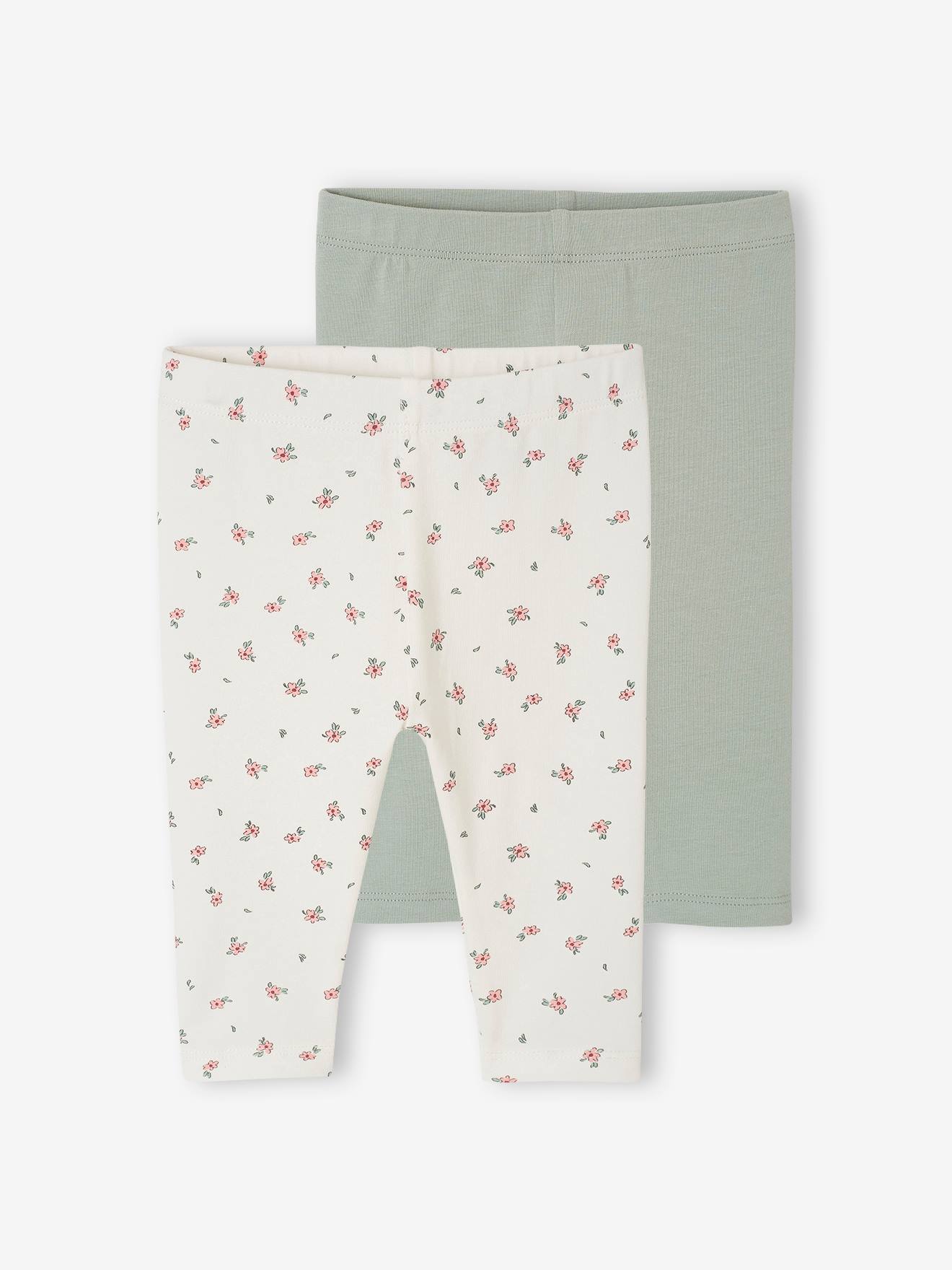 Lot de 2 leggings bébé Basics vert sauge