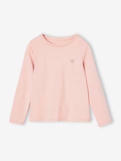 -T-shirt fille coeur pailleté manches longues 