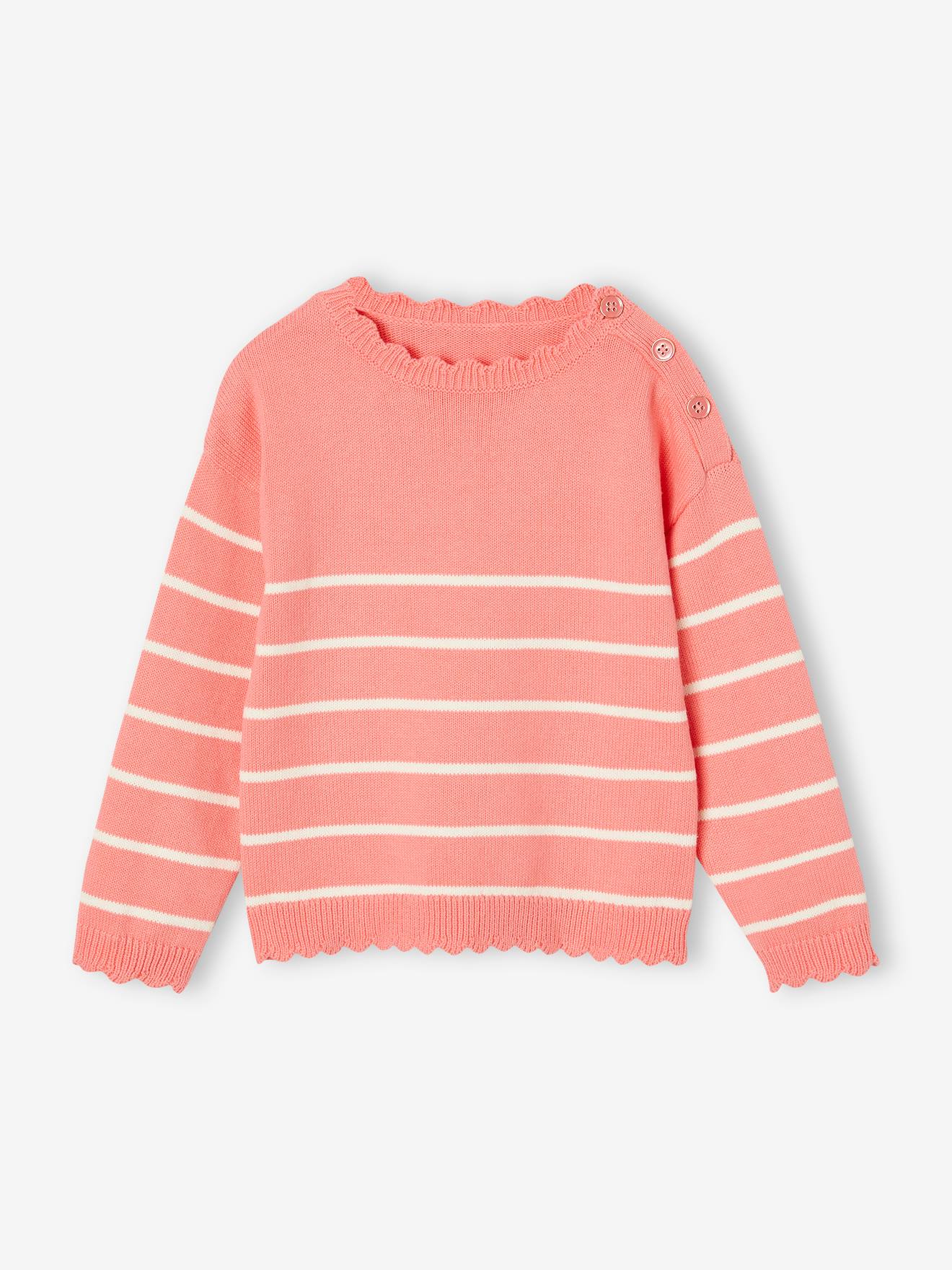 Pull marinière fantaisie fille rose