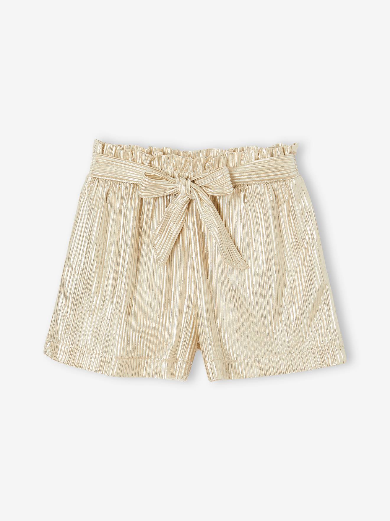 Short lamé effet plissé cérémonie fille or