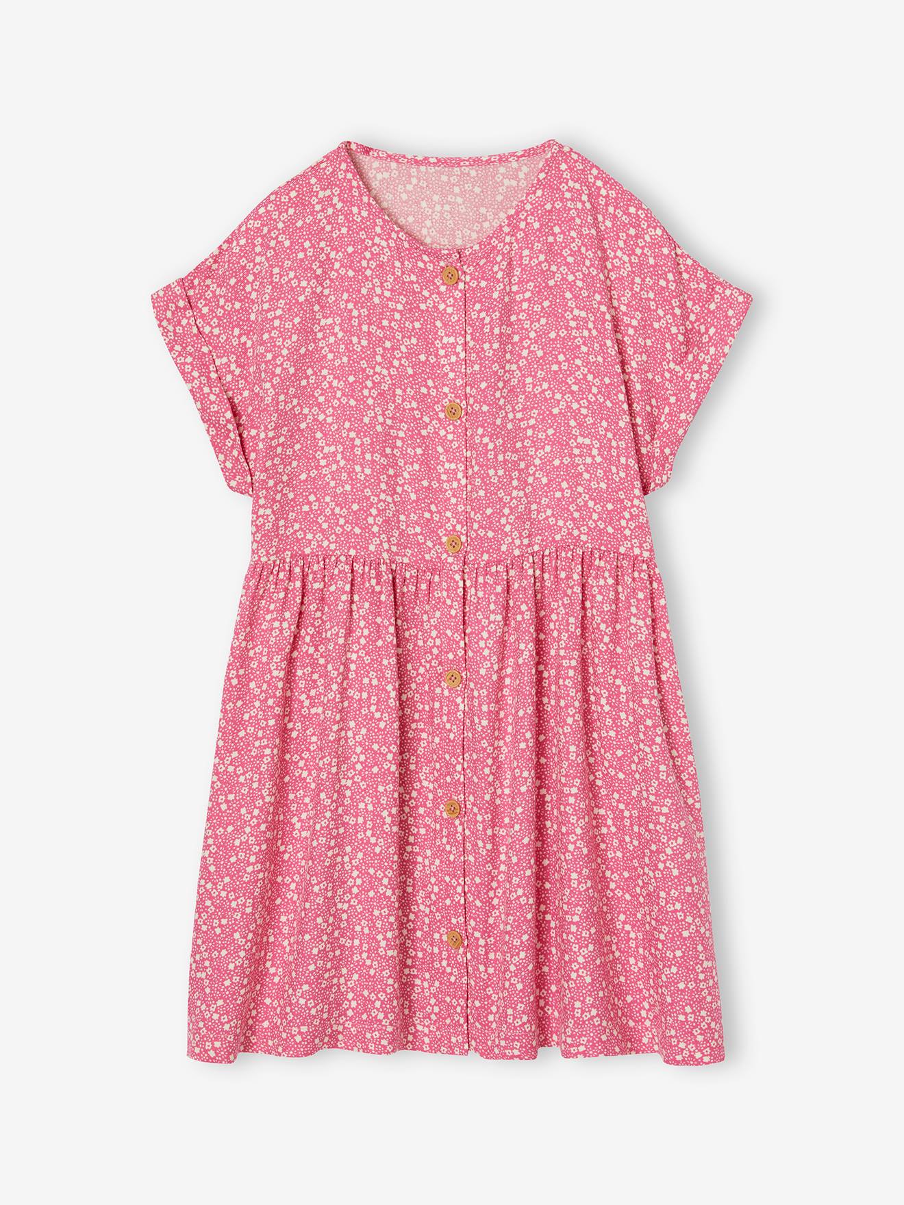 Robe à fleurs boutonnée fille blush