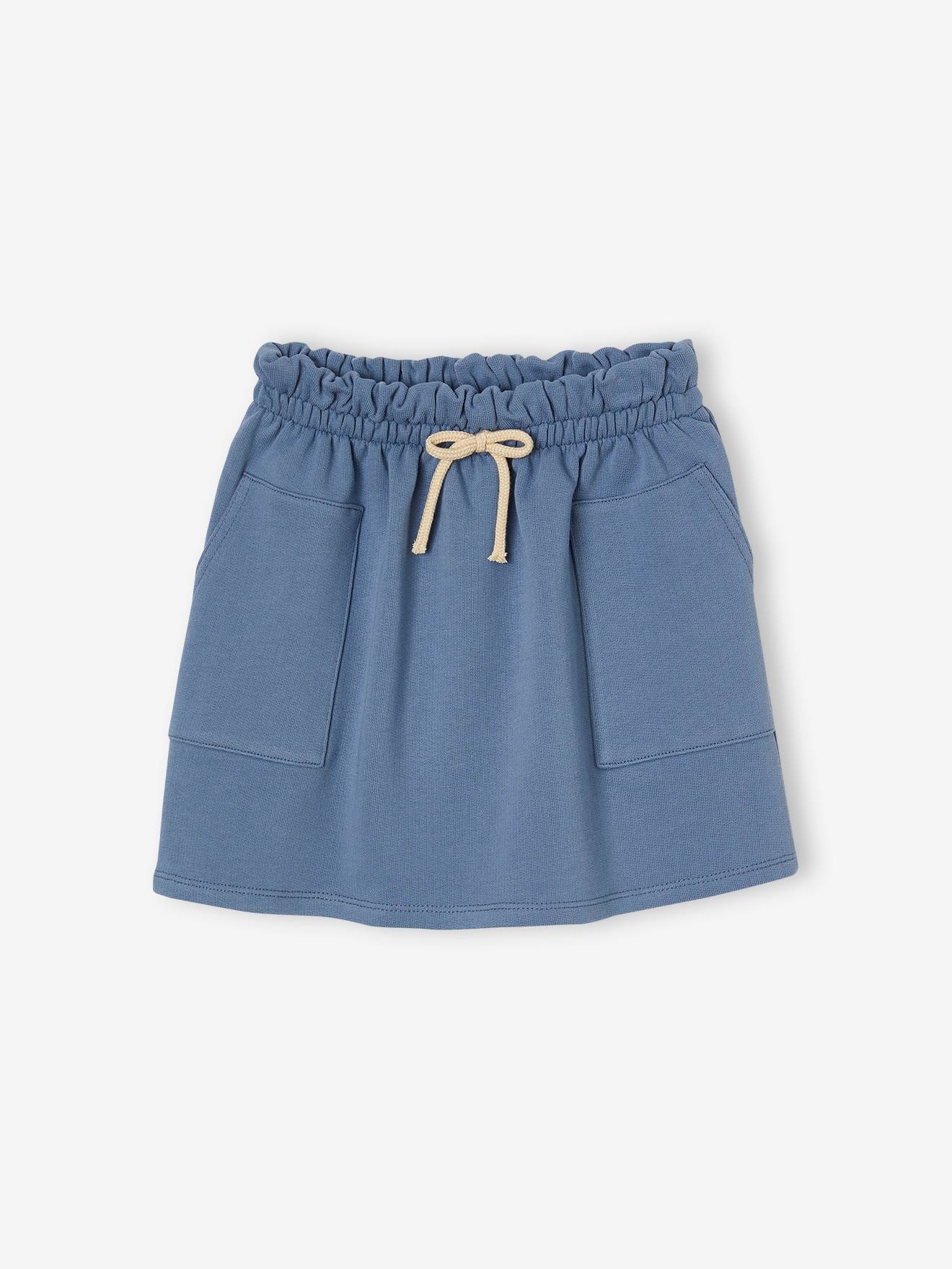 Jupe en molleton fille bleu chambray