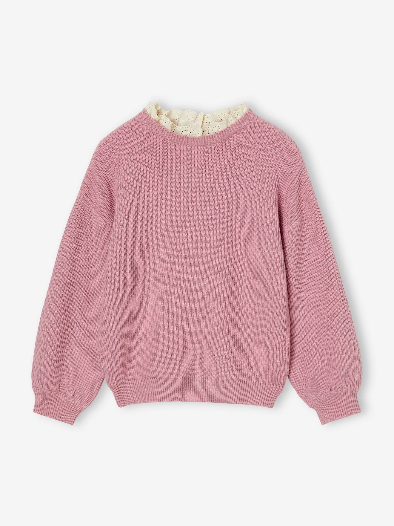 Pull col fantaisie forme loose fille lavande