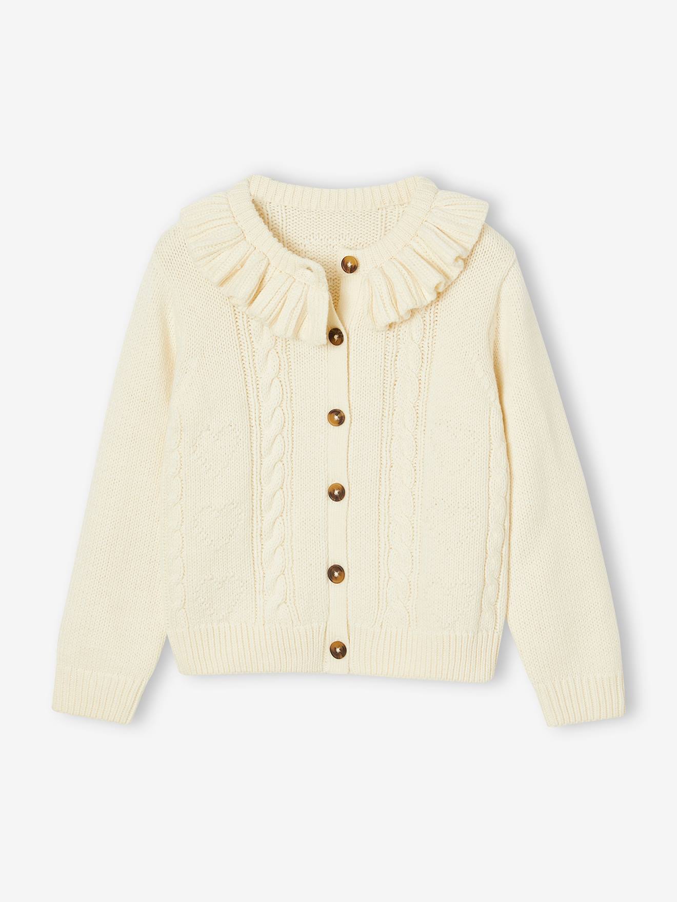Gilet à collerette fille écru