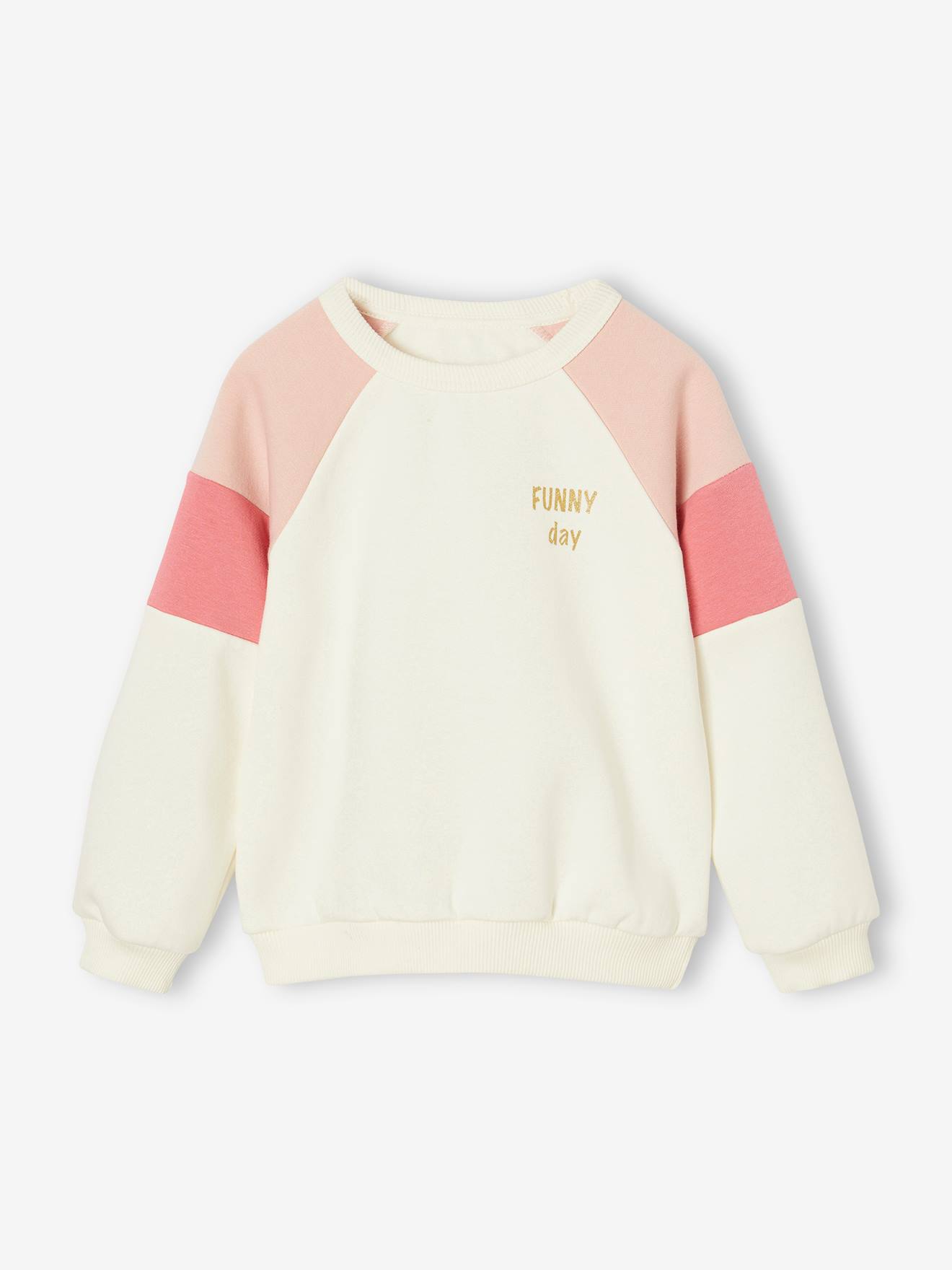 Sweat colorblock fille écru