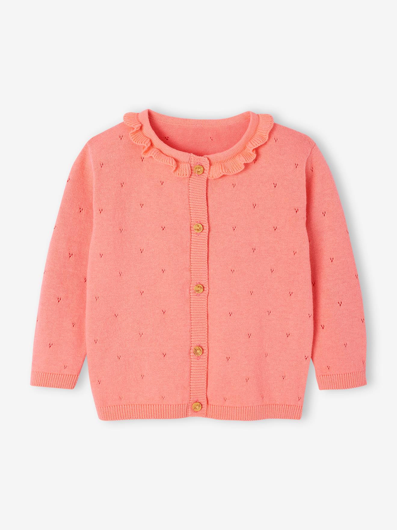Cardigan bébé avec col corail