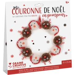 Jouet-Kit créatif - GRACRE - Couronne de Noël - 25 cm - Pompons rouges - Décoration intérieure