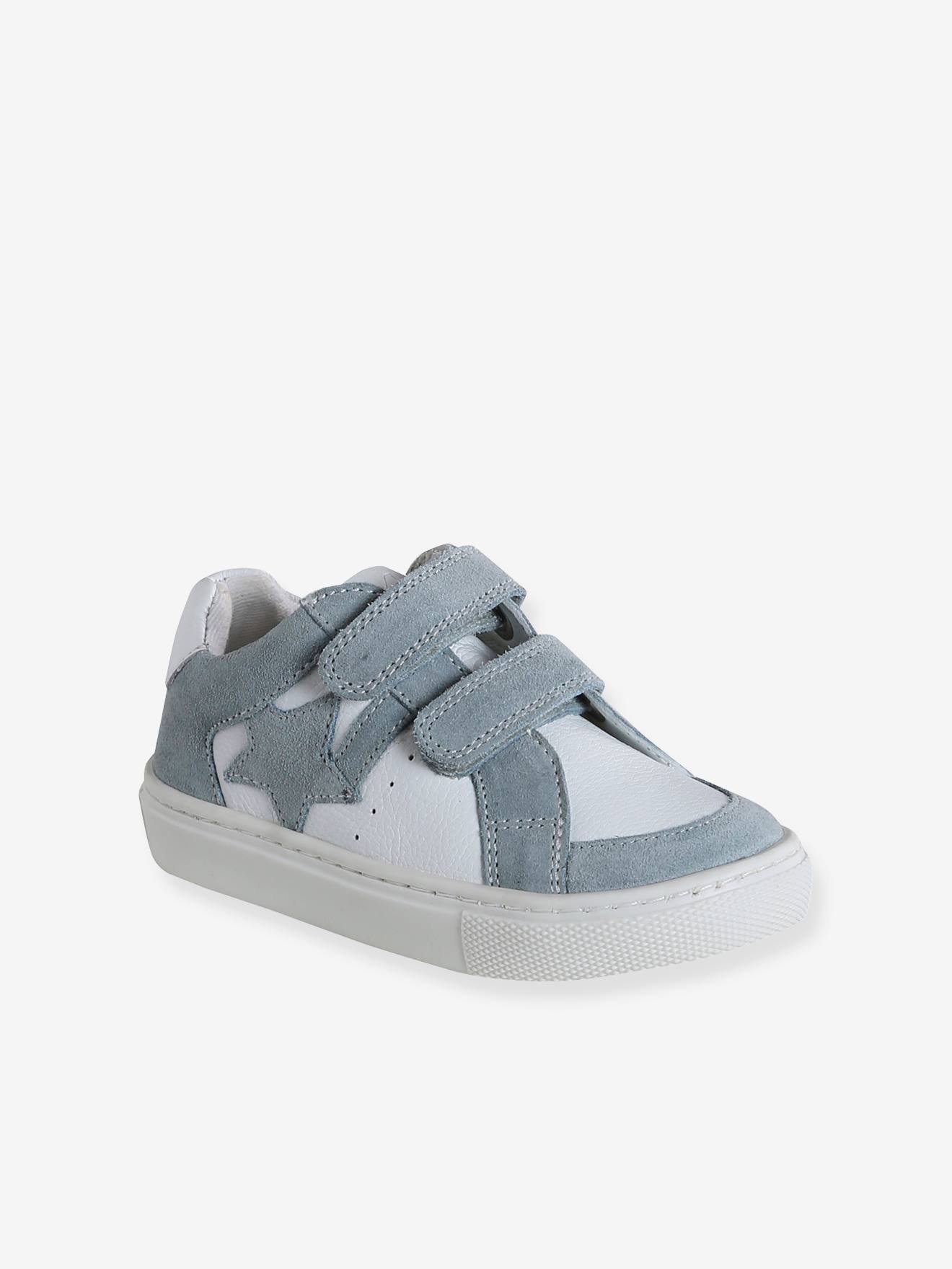 Baskets scratchées cuir enfant collection maternelle blanc