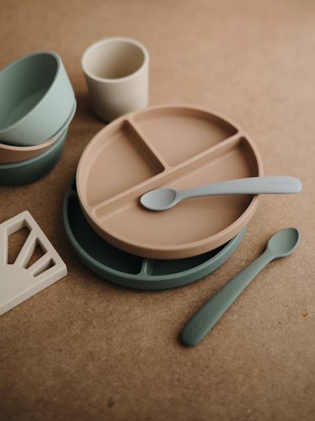 Mushie - Assiette compartimentée en silicone beige