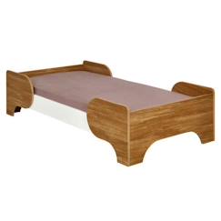 Chambre et rangement-Pack lit enfant avec matelas Pango - Blanc et bois - 70x140 cm - AKITEN RETAIL