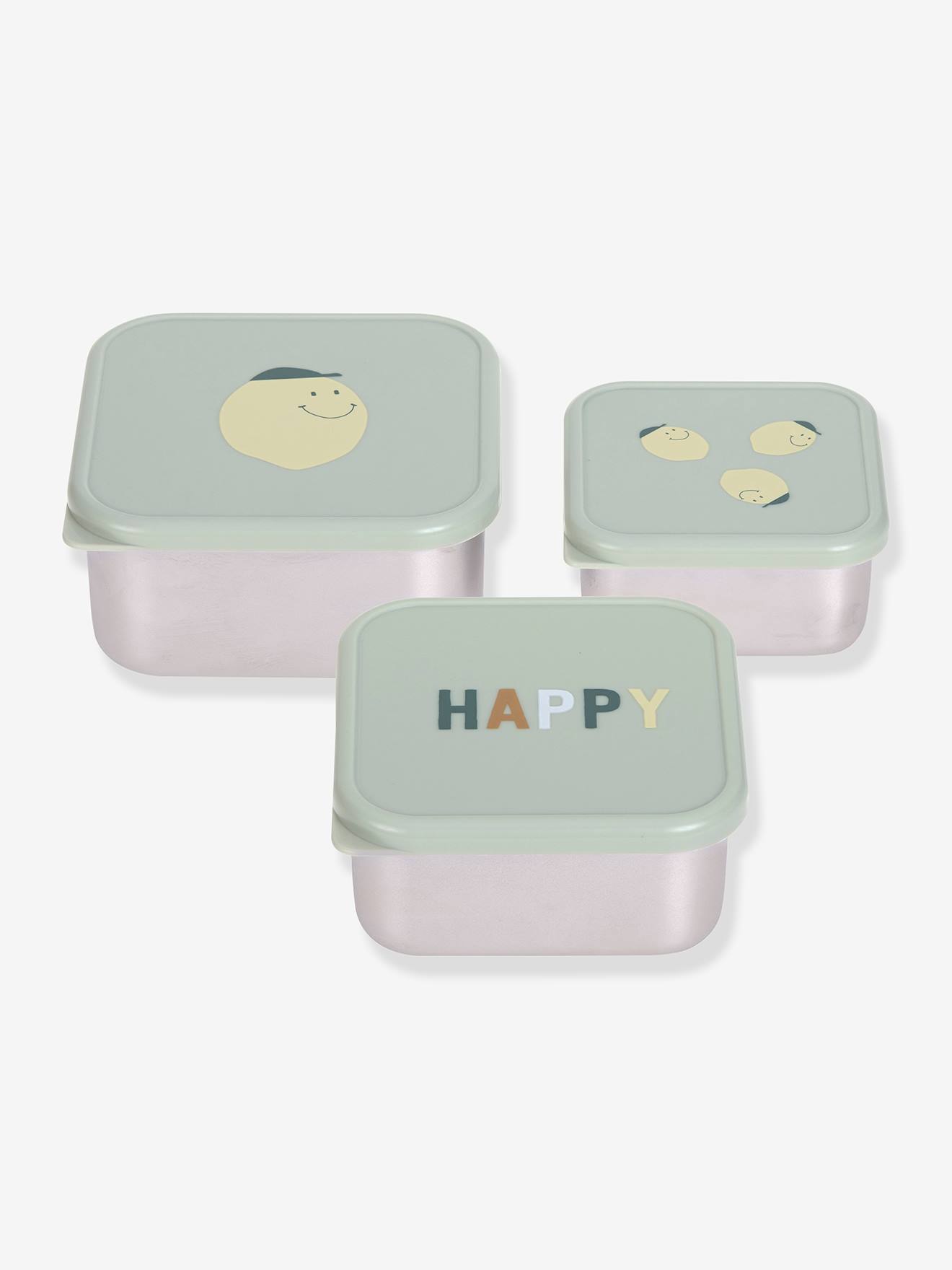 Lot de 3 boîtes à goûter en inox LÄSSIG vert d'eau