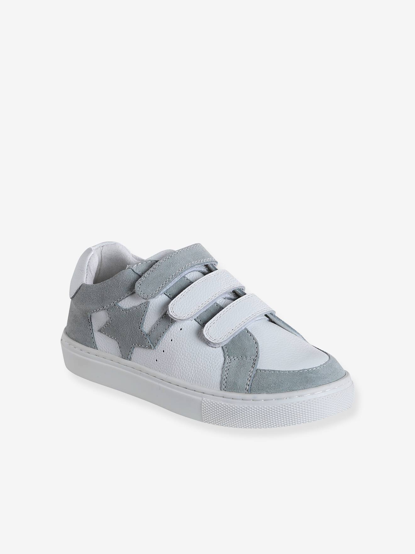 Baskets scratchées cuir enfant blanc