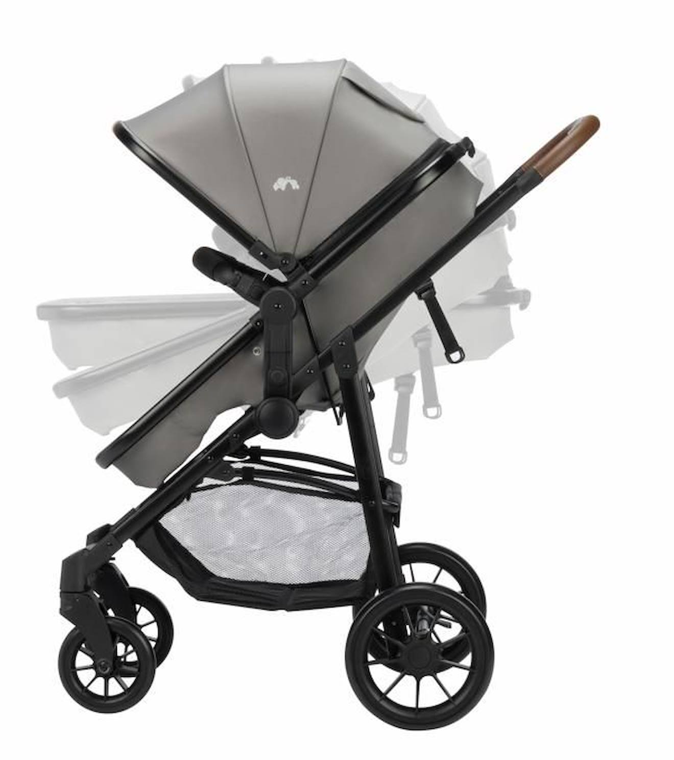 Bebeconfort Haze Poussette 3 En 1 I-size - Nacelle + Siège Auto Gr0+ Habillage Pluie Inclus - Naissance Jusqu'à 22kg, Mineral Gray Gris