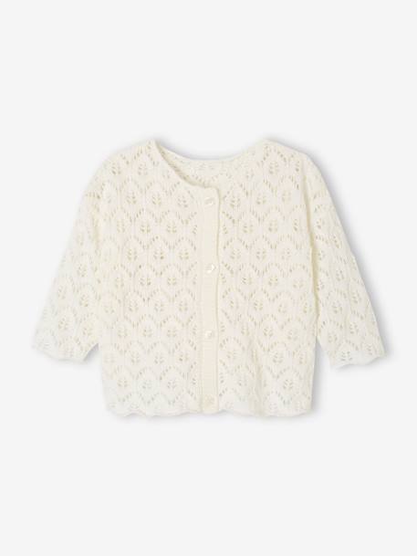 Vertbaudet - Gilet bébé maille ajourée blanc