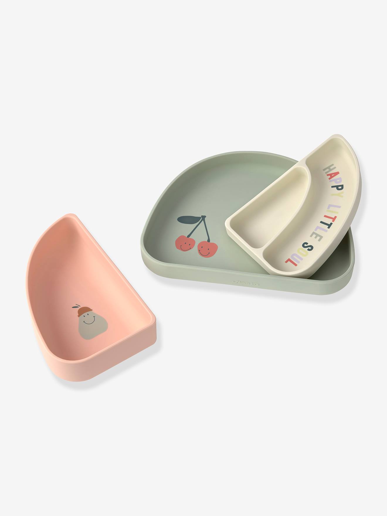 Set de vaisselle Happy Fruits en silicone LÄSSIG blush