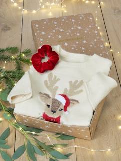 -Coffret Noël fille pull jacquard et accessoire