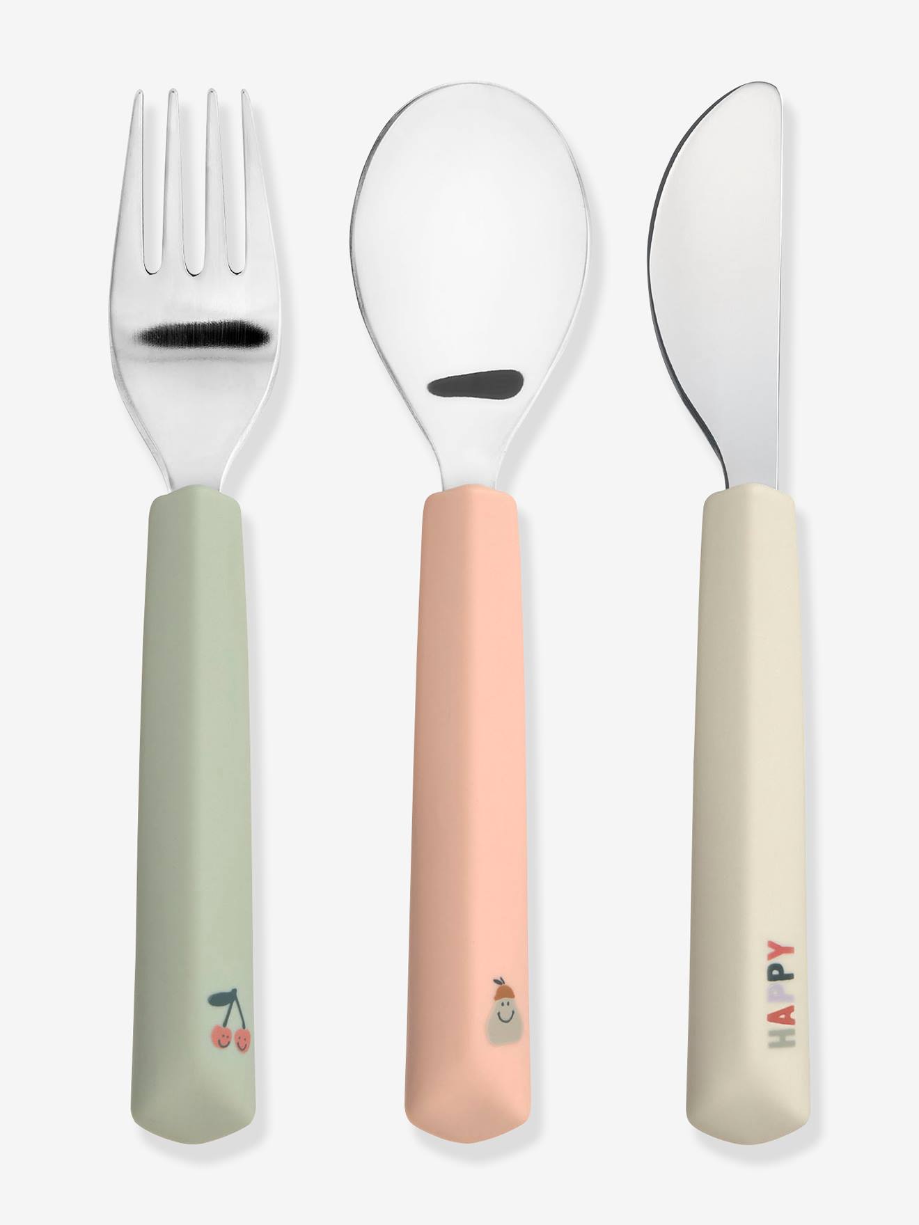 Lot de 3 couverts en silicone Happy Fruits LÄSSIG blush