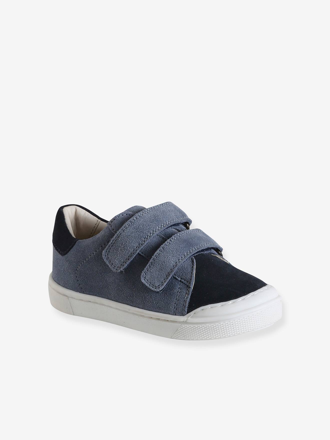 Baskets cuir scratchées enfant lot bleu