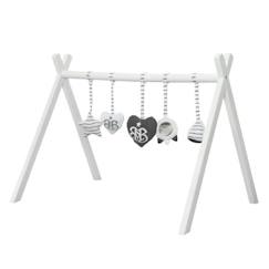 Jouet-ROBA Portique d'Eveil pour Bébé + Set de Pendentifs Rock Star Baby 3 - Arche de Jeu en Bois - Blanc / Anthracite