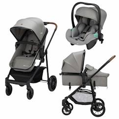 Puériculture-BEBECONFORT HAZE Poussette 3 en 1 i-Size - Nacelle + Siège auto Gr0+ Habillage pluie inclus - naissance jusqu'à 22Kg, Mineral Gray