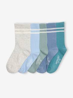 -Lot de 5 paires de chaussettes côtelées rayées garçon