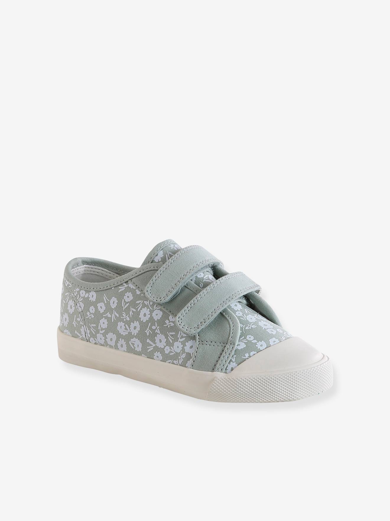 Baskets scratchées toile fille collection maternelle vert sauge