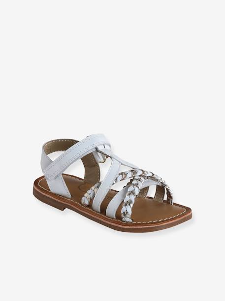 Sandales scratchées cuir enfant collection maternelle blanc+lot bleu 1 - vertbaudet enfant 