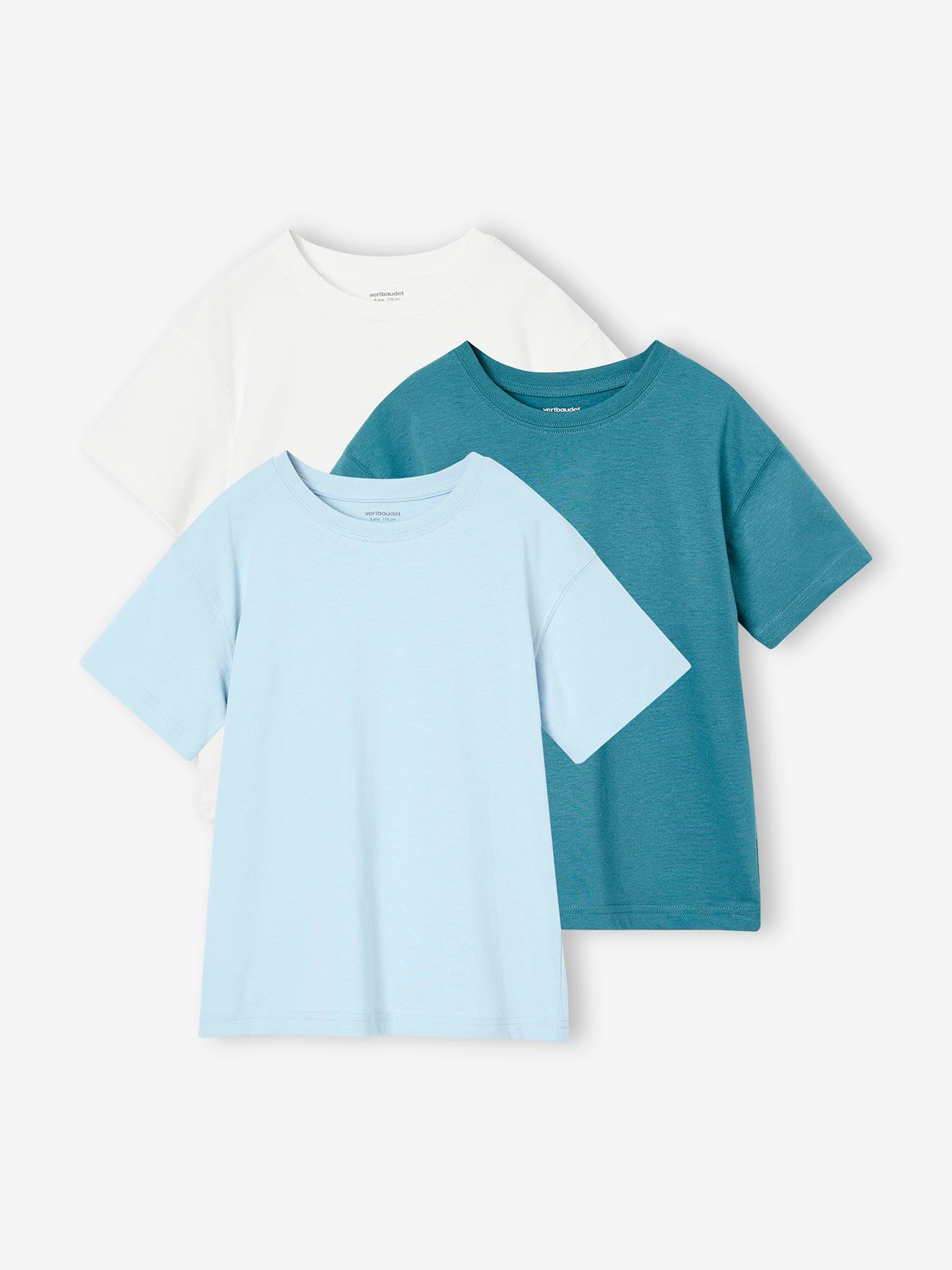 Lot de 3 t-shirts Basics garçon unis bleu ciel