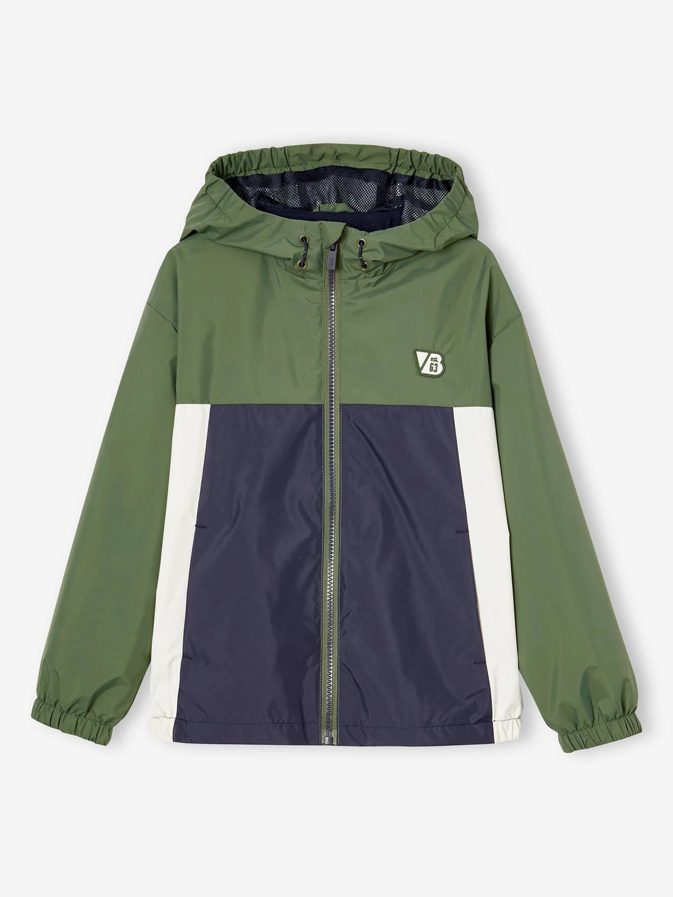 Blouson coupe-vent colorblock garçon kaki
