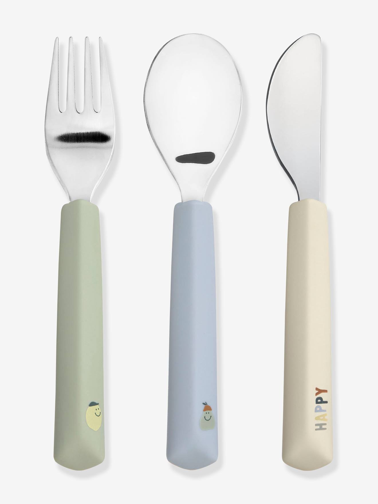 Lot de 3 couverts en silicone Happy Fruits LÄSSIG bleu