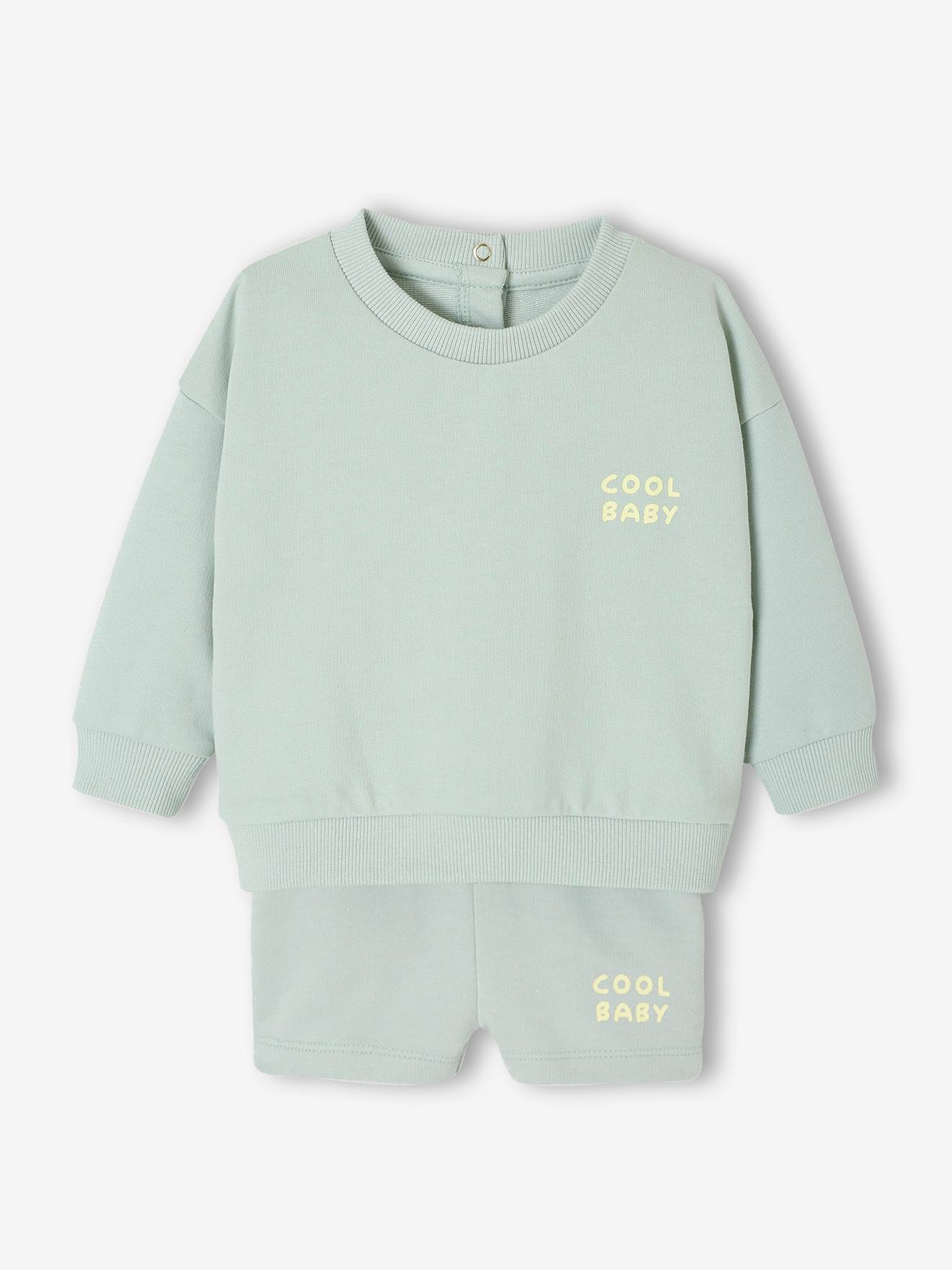 Ensemble sweat + short bébé bleu grisé
