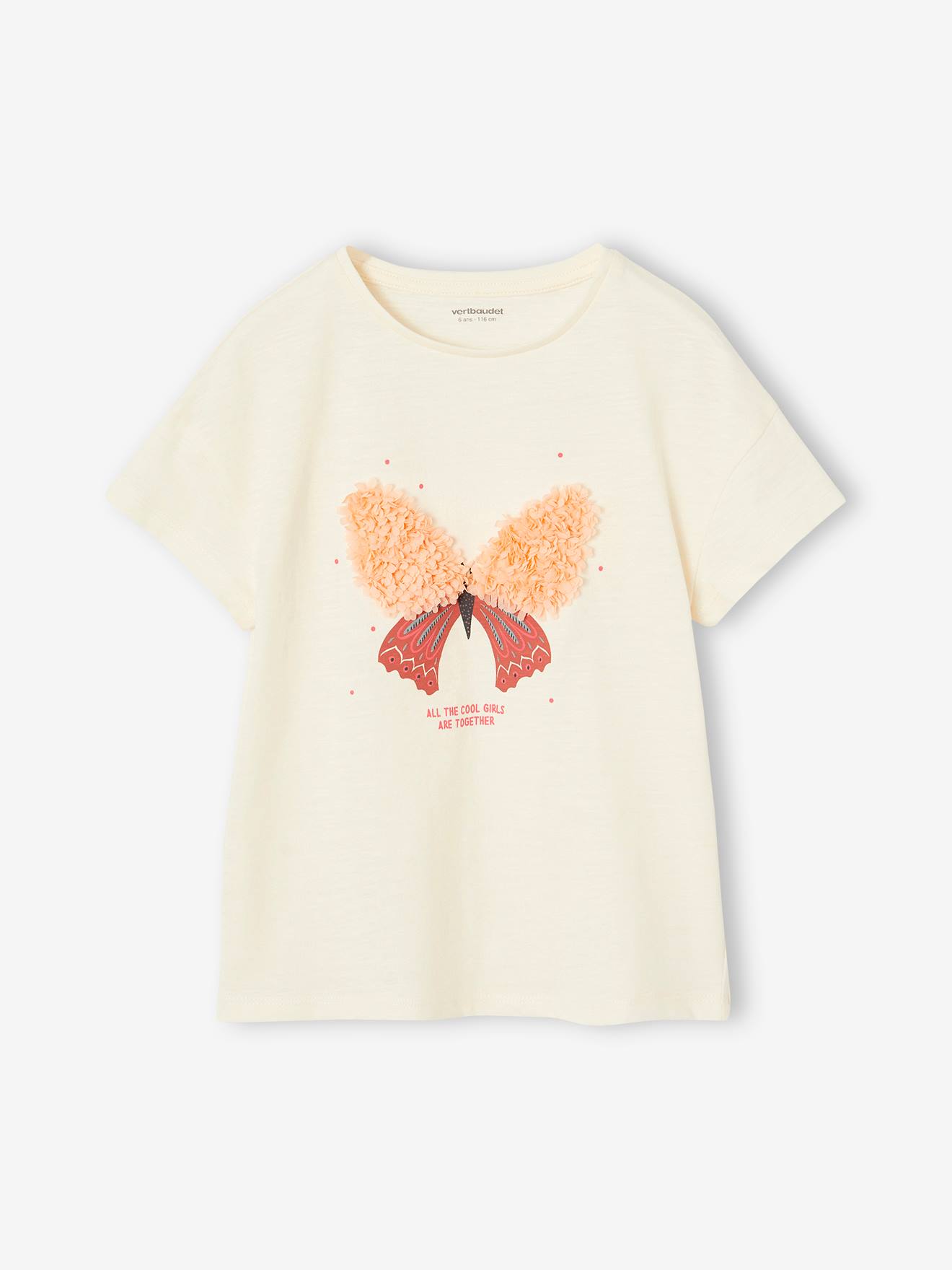 T-shirt fille animation relief et détails irisés fille vanille